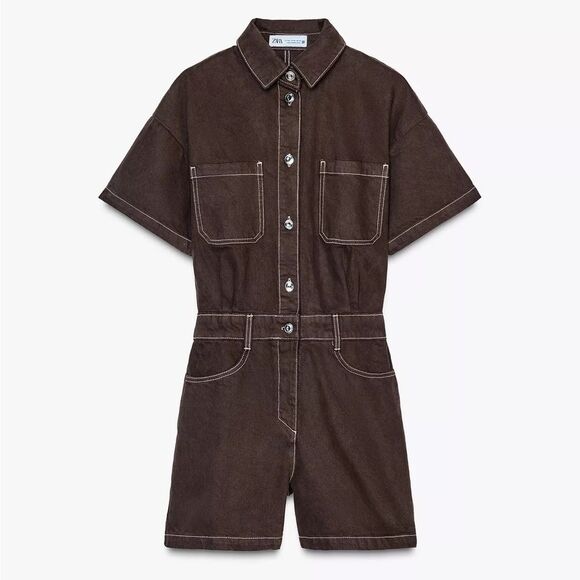 ZARA Z1975 SHORT SLEEVE DENIM JUMPSUIT - Picture 7 of 9